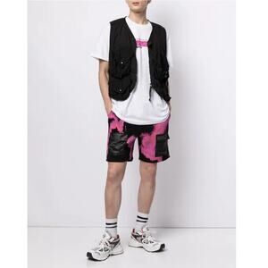 BLOOD BROTHER Black Pink Space Dye Men's Cotton Shorts Medium